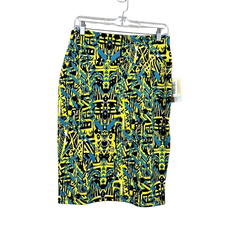 LuLaRoe Cassie Women's Yellow Blue & Black Skirt